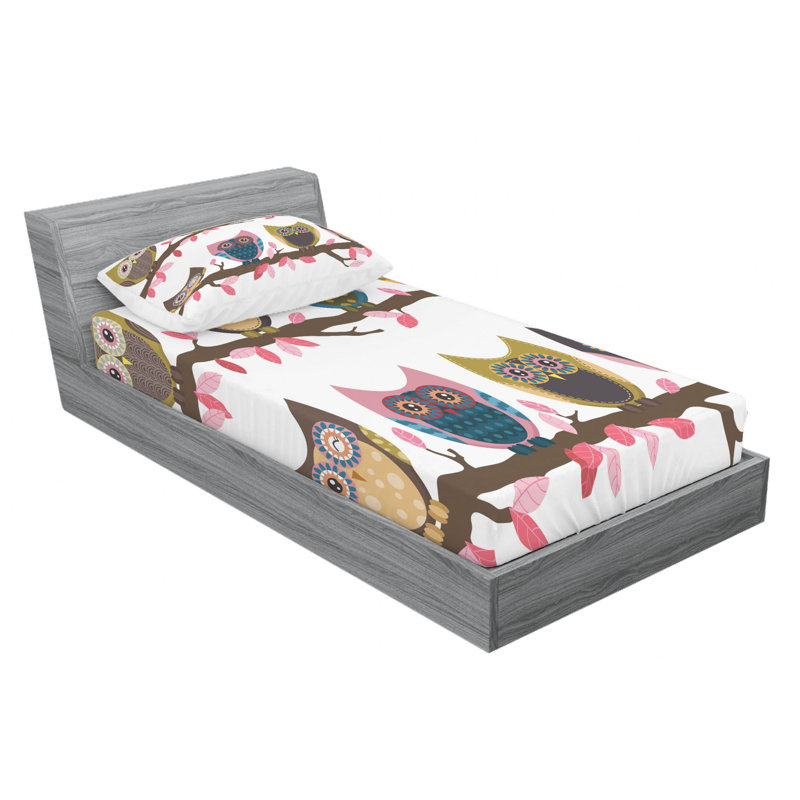 Owls Microfiber Sheet Set, Twin Sheet Set + Fitted Sheet + 1 Pillowcase