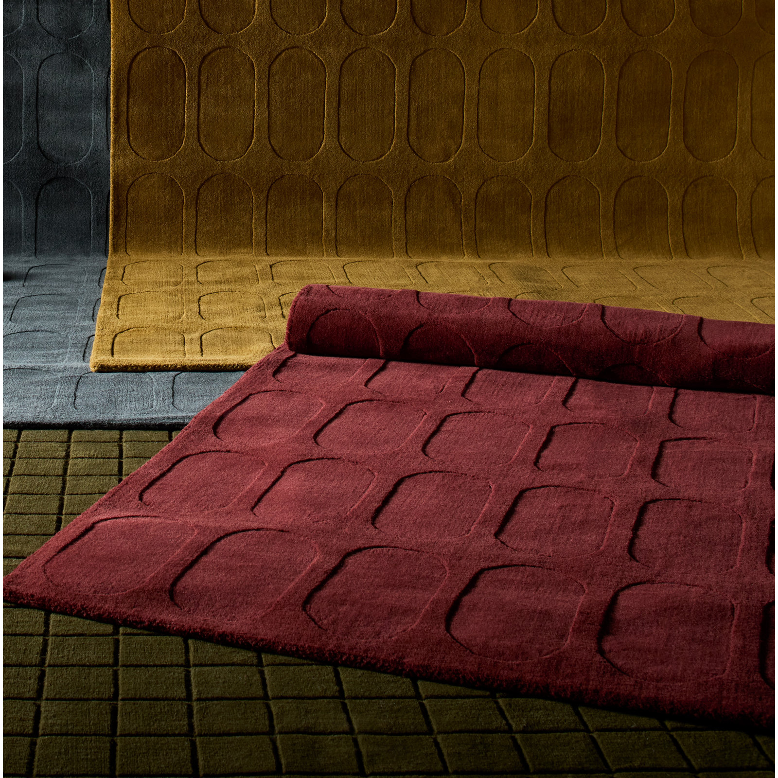 Mazzi Light Olive Hand-Loomed Geometric Wool Rug, Runner 2'3" x 8'