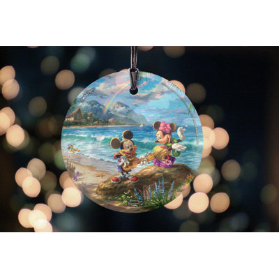 Disney Mickey Minnie Hawaii Hanging Glass Print