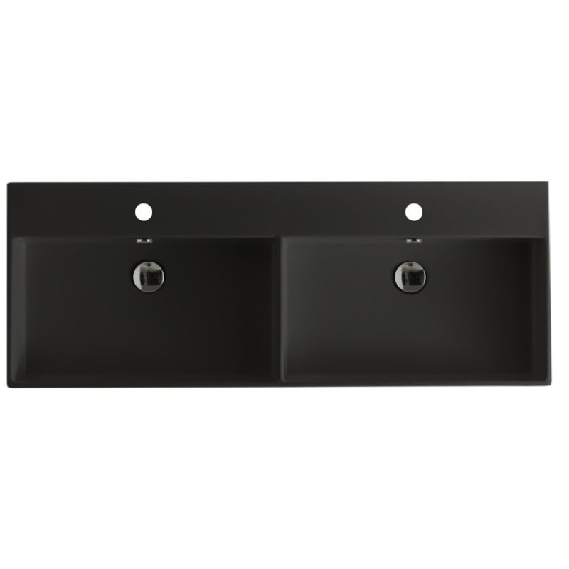 Unlimited 47.2'' L Bathroom Sink, No Hole, Matte Black
