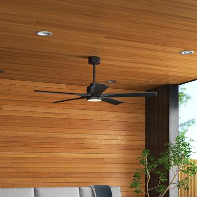 Bascio 5 - Blade LED Standard Ceiling Fan with Remote Control and Light Kit Included