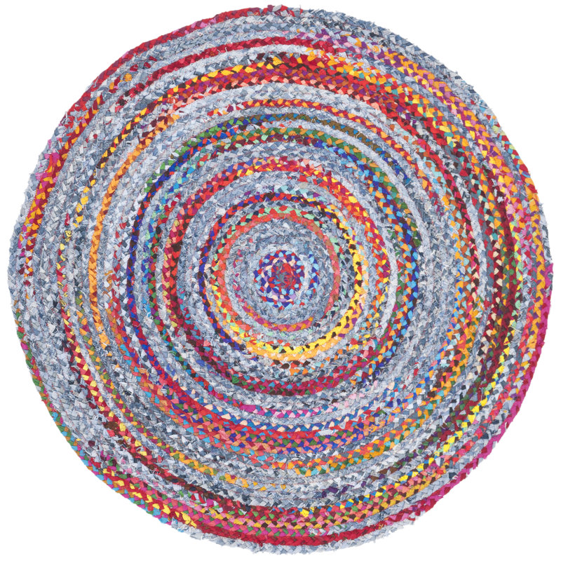 Asht Hand Woven Cotton Rug, Round 7'