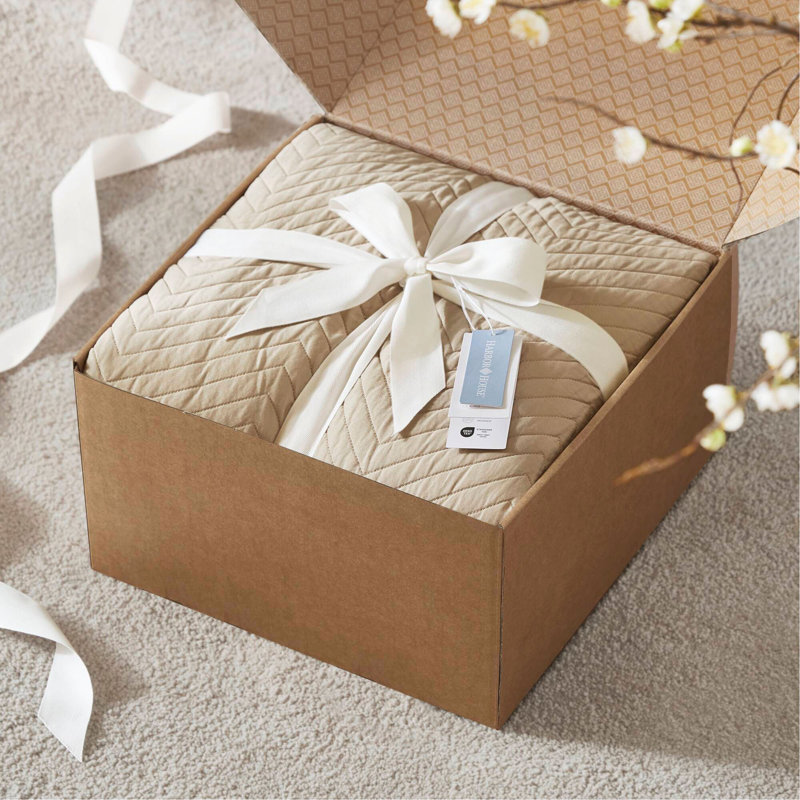 3 Piece Cotton Quilt Set Linen, King Quilt + 2 Shams