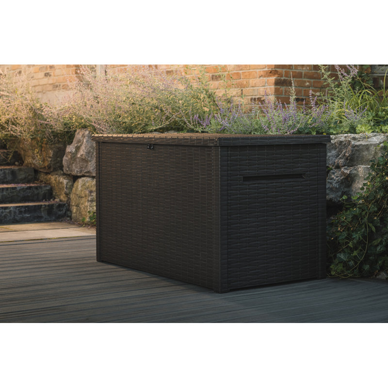Boîte de rangement pour l'extérieur en résine durable 230 gallons Keter Java idéale pour le mobilier et les fournitures de patio