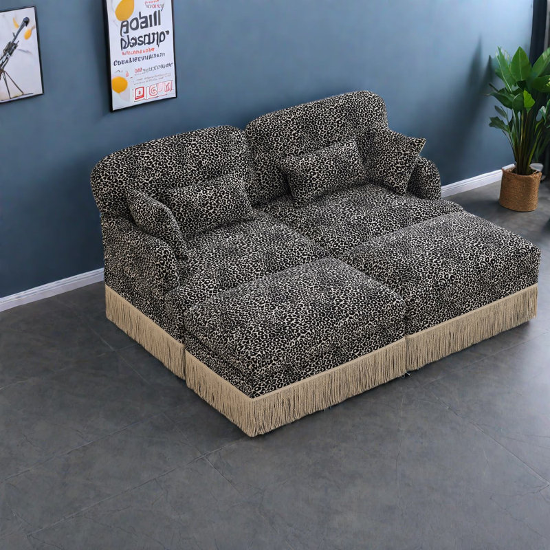 Causeuse modulaire profonde à imprimé léopard