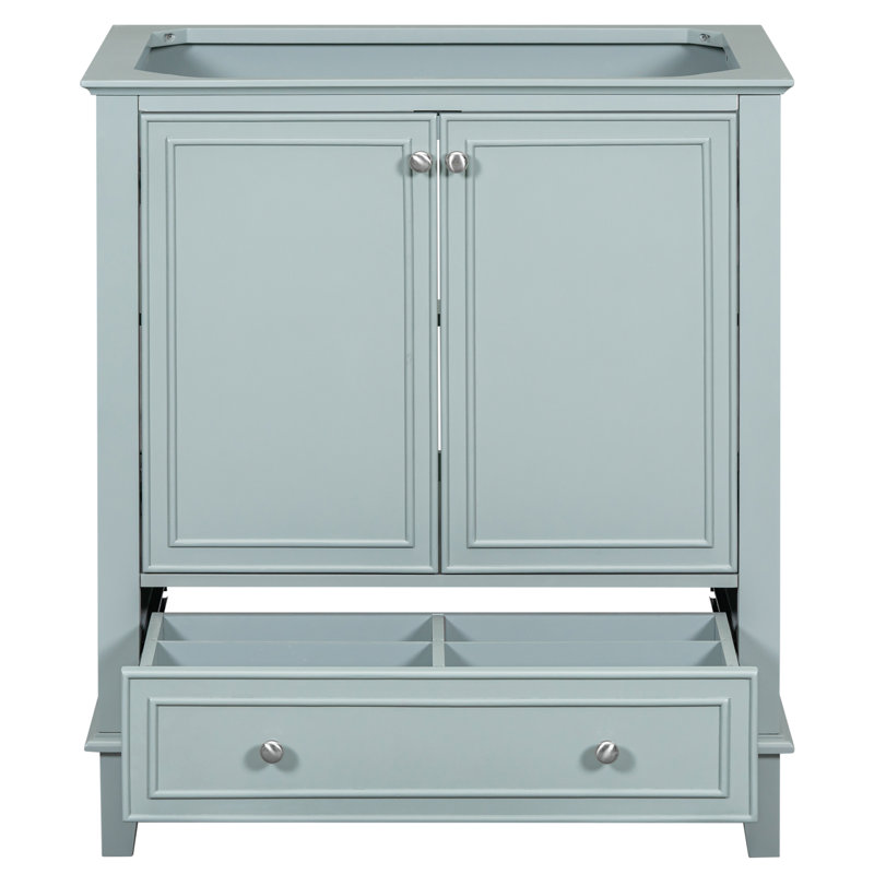 Meuble-lavabo 30 po sans lavabo, base seulement, armoire de salle de bain multifonctionnelle avec portes et tiroir, structure solide et panneau de fibres à densité moyenne
