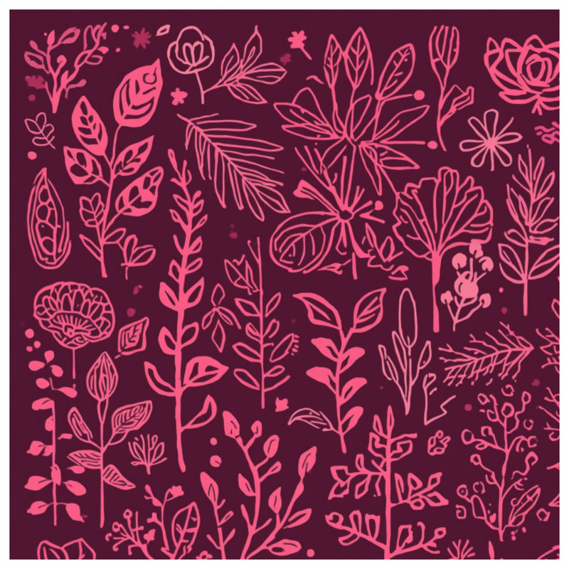 Couvertures roses avec illustrations botaniques, L 60 po x H 80 po