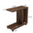 C Shaped End Table with Lockable Wheels, Rustic Wood Side Table for Living Room