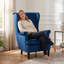 HOMCOM Modern Accent Chair Wingback Armchair High Backrest Blue