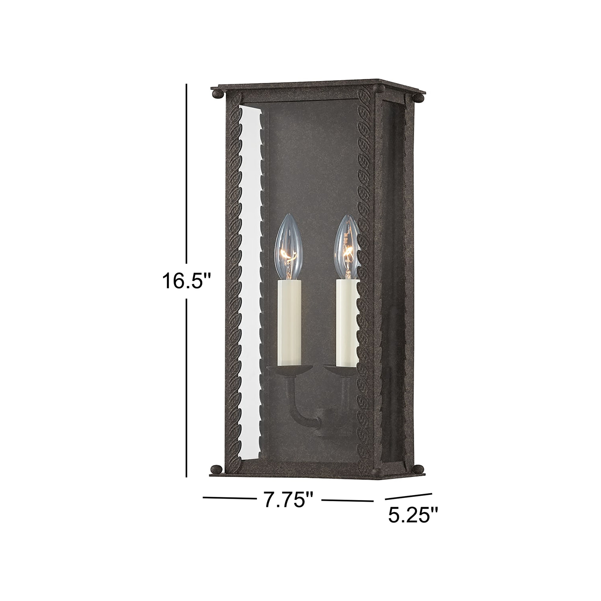 Zuma Light Wall Sconce, French Iron, 16.5" H x 7.75" W x 5.25" D