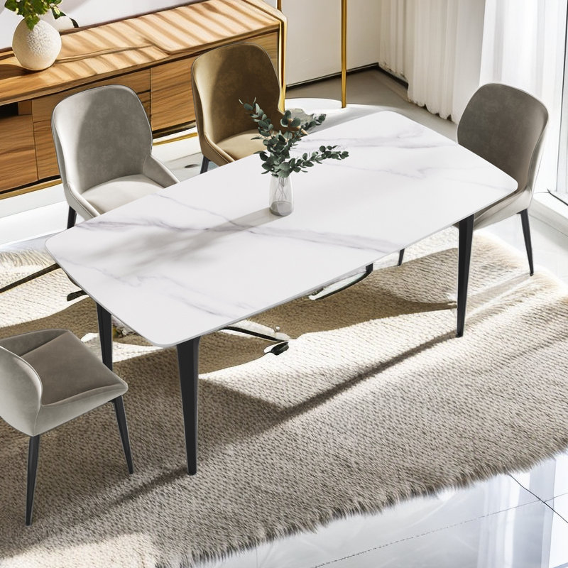 Table de salle à manger Eniel, Noir, Blanc, H 29,5 po x P 35,5 po x L 71 po