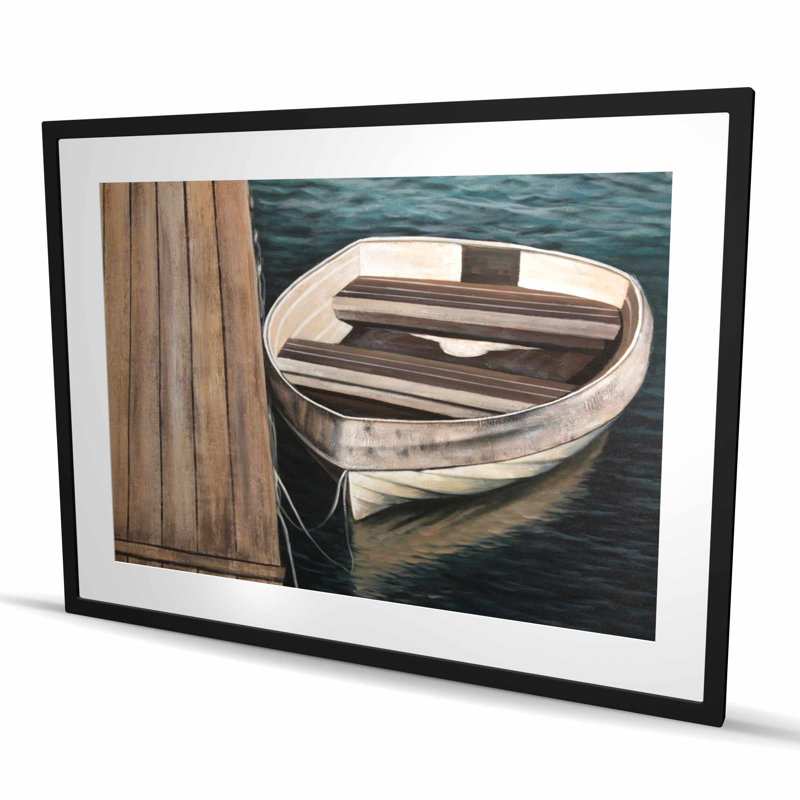 Chaloupes - Reproduction matte encadrée blanche pour la décoration intérieure, H 36 po x l 48 po