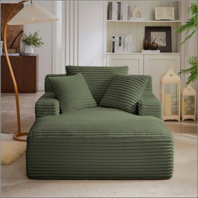 Boneless Oversized Chaise Lounge Chair Indoor, Corduroy Upholstered Modern Sofa Couch,No Assembly Required,Comfy Sleeper Sofa For Living Room,Office