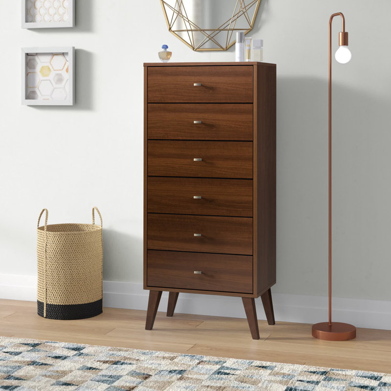 Grande commode Breux Mid-Century moderne, 6 tiroirs, Cerisier