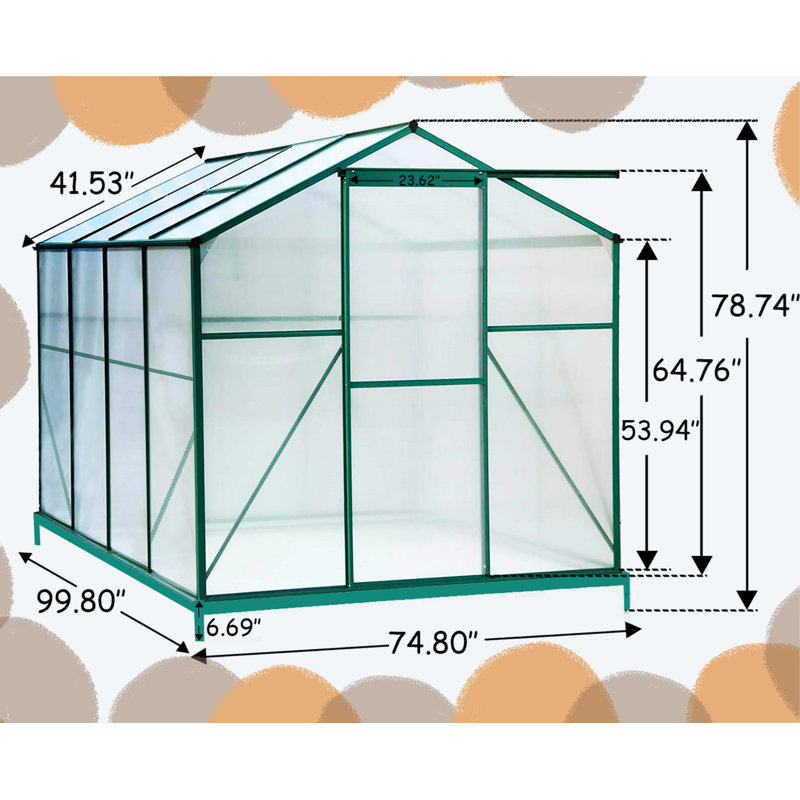 8ft x 6ft  Greenhouse, Green, White