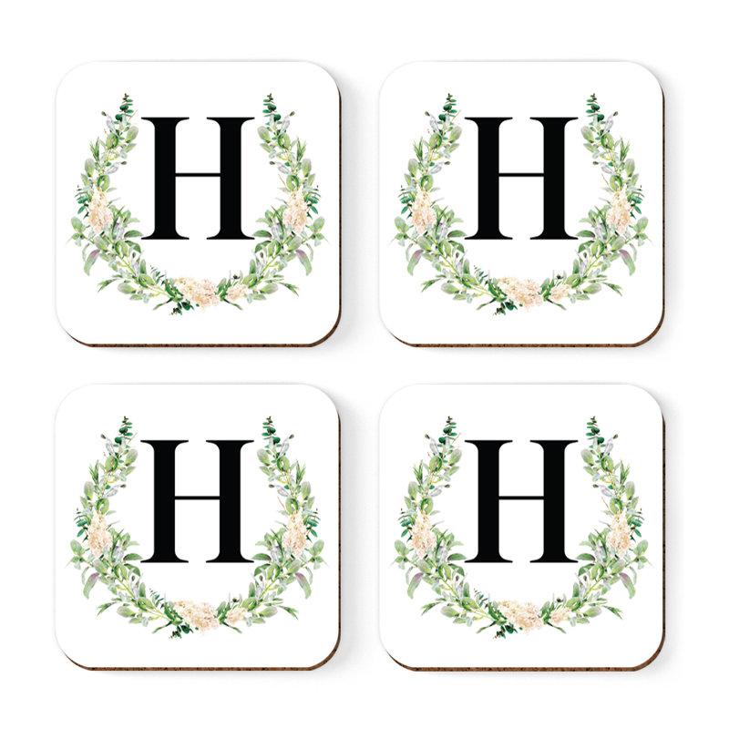 Verre à café sous-verre de jardin monogramme initiale B, H