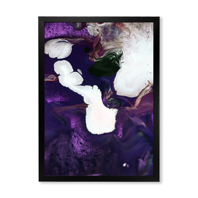 Colourful Mixed Abstract Fluid XIV - Modern Canvas Wall Decor, Black Picture Framed, 12" H x 20" W x 1" D
