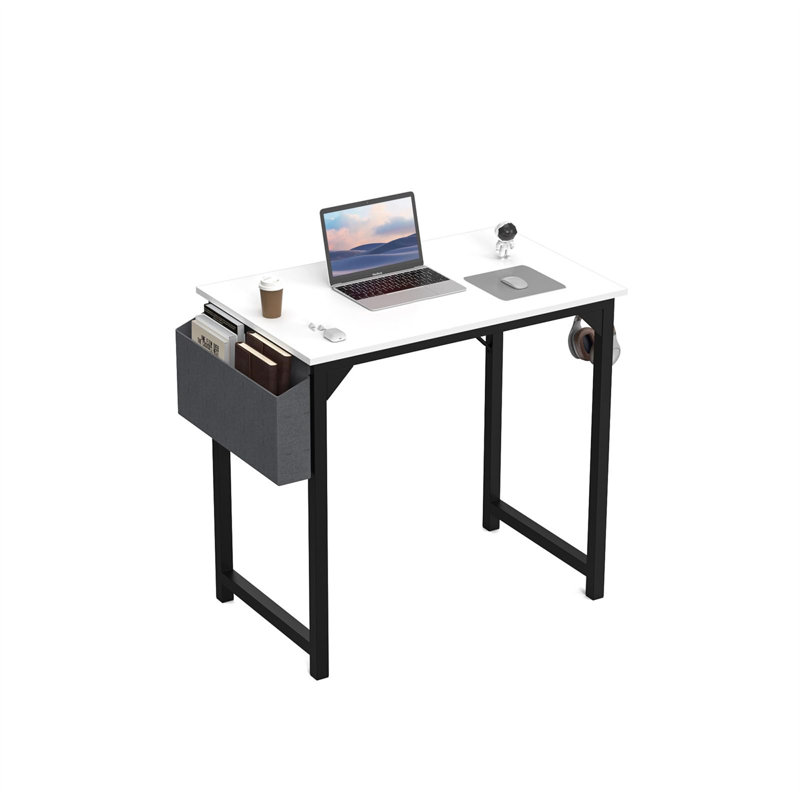 Bureau d'écriture Toygar, H 29,8 po x l 31,42 po x P 19,02 po, Blanc / noir