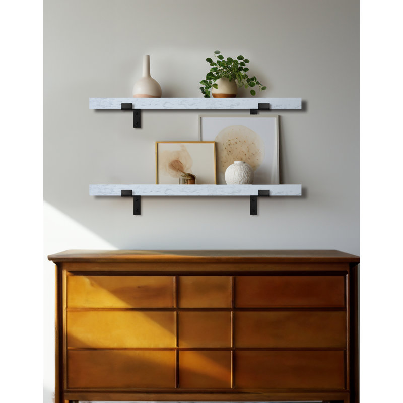 Emerald Lee 2 Piece Poplar Bracket Shelf, 2" H x 43" W x 7" D