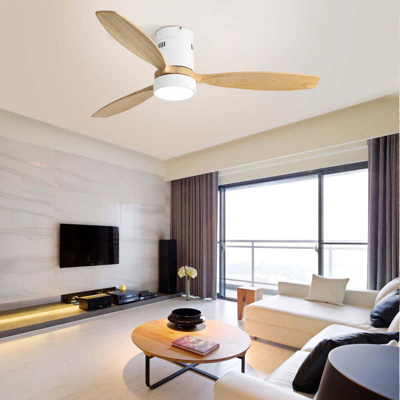 132cm 3-blade Modern Ceiling Fan with LED Light and Remote Control