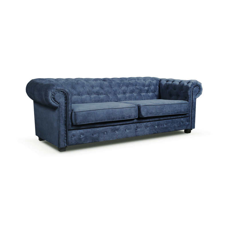 Allegra 3 Seater Chesterfield Sofa Bed, Navy Blue, 3