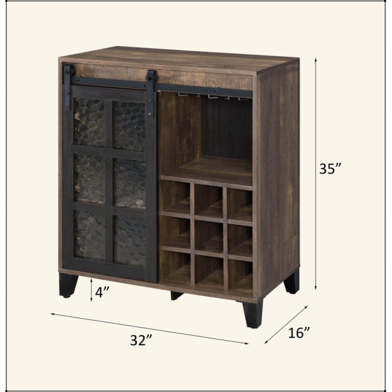 Armoire à vin en verre obscur, chêne rustique et finition noire