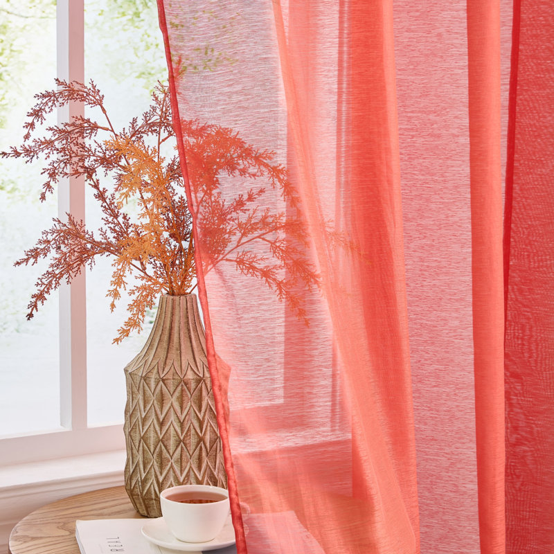 Paire de rideaux semi-transparents avec œillets Carmille, Terracotta, L 54 po x L 95 po