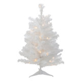 Pre-Lit Snow White Medium Artificial Christmas Tree 2 Ft - Clear LED Lights