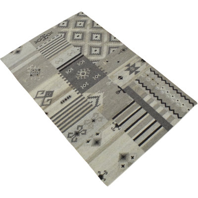 Tapis brun en laine fabriqué à la main Southwestern Dhurrie