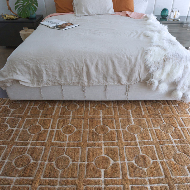 Breezeblock Geometric Area Rug in Straw, Rectangle 9'10" x 13'1"