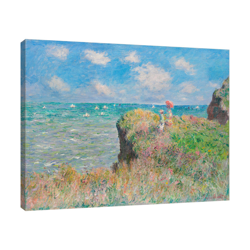 «Cliff Walk At Pourville» par Claude Monet - reproduction d'art sur toile tendue, H 24 po x l 30 po x P 1,5 po