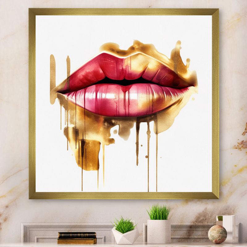 Red Lips Of Luxury III - art mural tendance, H 36 po x l 36 po x P 1,5 po, Toile tendue