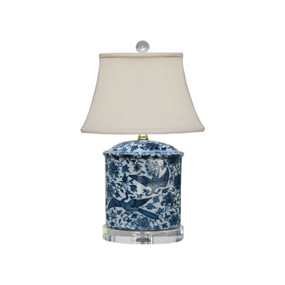 LAMPE PLATEAU OVALE NOIR PORCELAINE PHOENIX BIRD