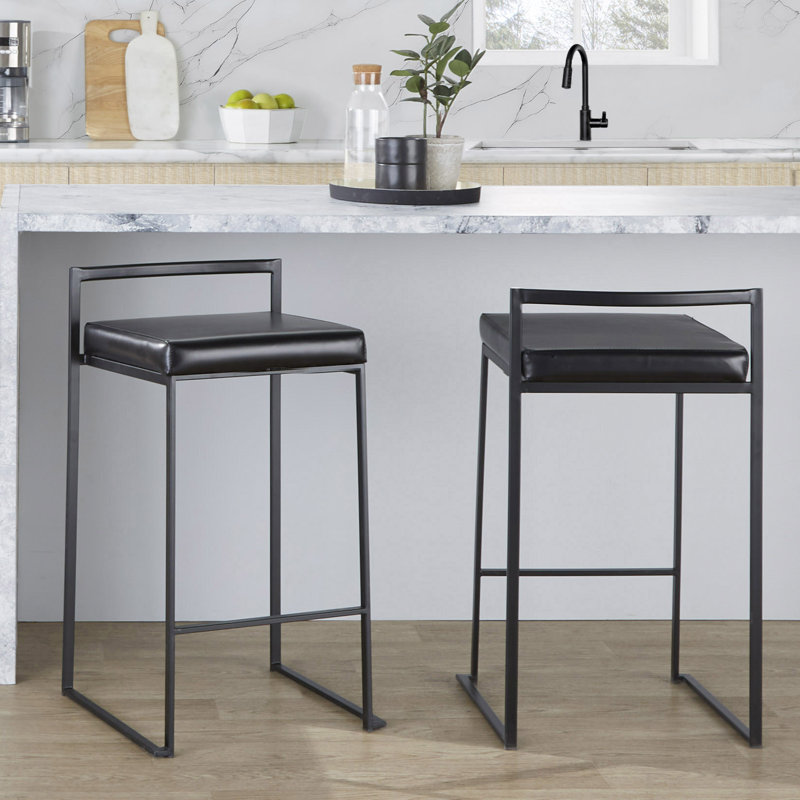 Tabouret de bar et de comptoir Ernestine, Velours noir, Doré, Tabouret de comptoir (siège d'une hauteur de 27 p