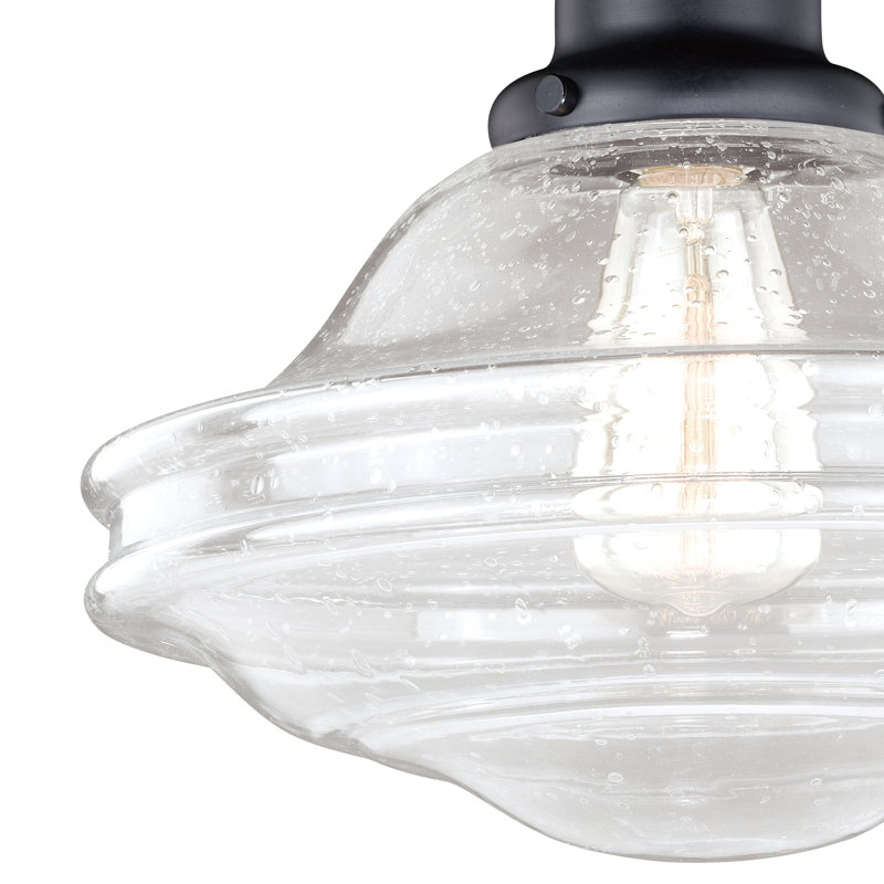 Mandy Glass Semi Flush Mount, Clear Seed Glass, Oil Rubbed Bronze