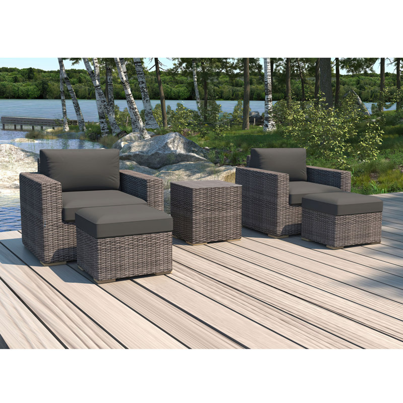 Dune Outdoor 5 - Piece Conversation Set, Canvas Charcoal Sunbrella® Canvas