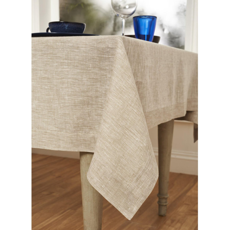 100% Pure Linen Tablecloth - Athena, 60" x 156", Champagne Beige