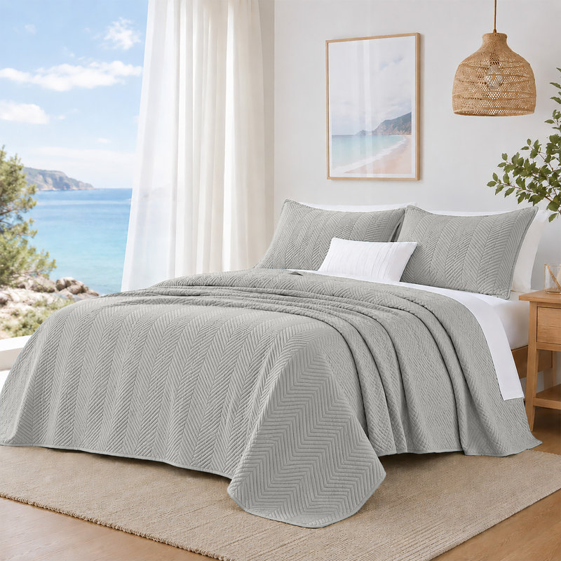 Couvre-lit matelassé léger Imperial, Très grand (106 po x 96 po), Gris