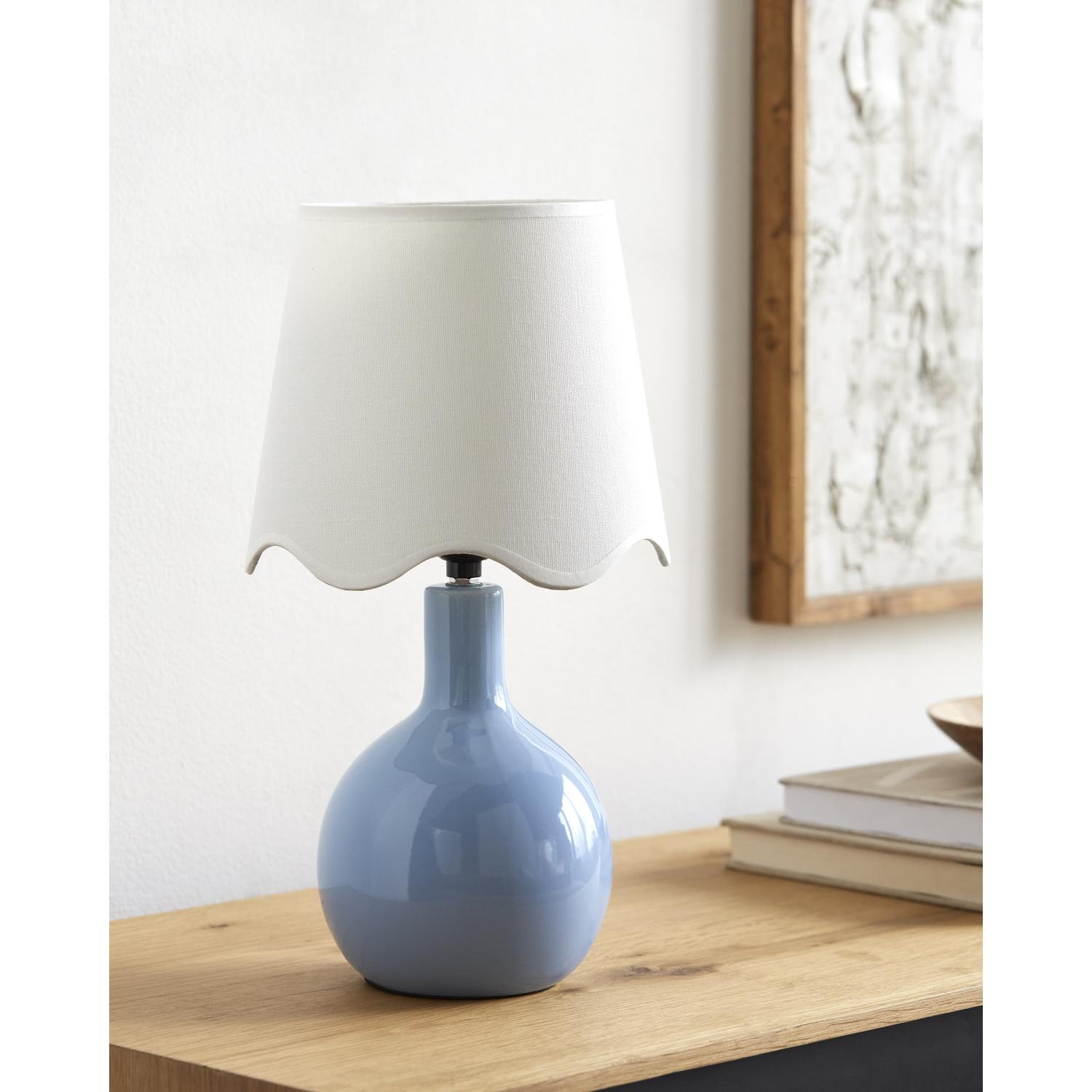 Maura Accent Table Lamp, Blue, White, 15"H x 9"W x 9"D