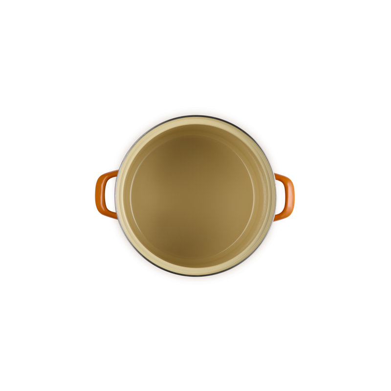 Le Creuset Enamel-On-Steel Stockpot With SS Knob, 10 Qt., White, Flame, 8 quarts