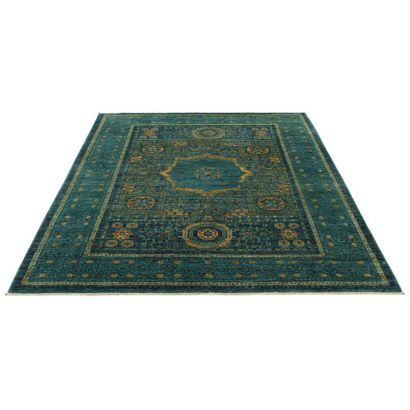 6x8 Light Blue and Light Green Anatolian Traditional Rug