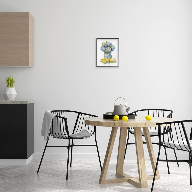 Hydrangeas & Lemon Cluster Framed Giclee, design by Patti Bishop, Black, 14" H x 11" W