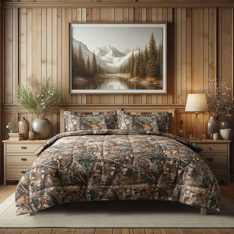 Ensemble d'édredon Realtree Edge Camo, Édredon double et 2 taies décoratives