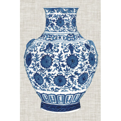 Ming Vase On Linen V by Naomi McCavitt - Wrapped Canvas Print