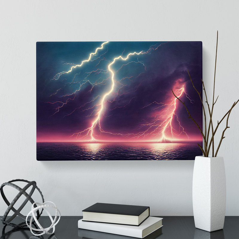 Brilliant Lightning Storm - Wrapped Canvas, 40cm H x 60cm W x 3cm D