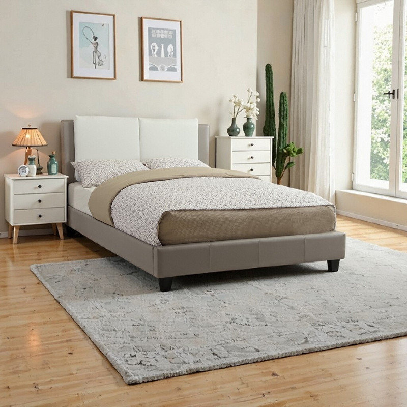 Lit plateforme tapissier double pleine grandeur, Double