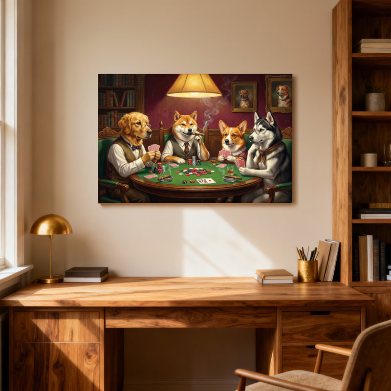 Animaux, chiens jouant au poker, reproduction d'art classique