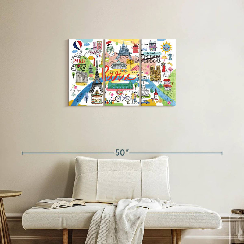 Sebbie Paris Map Icons, 20" H x 33" W