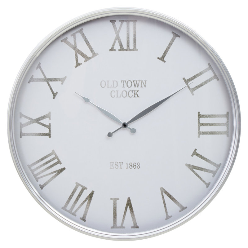 Trumpeters Metal Wall Clock, Silver/White