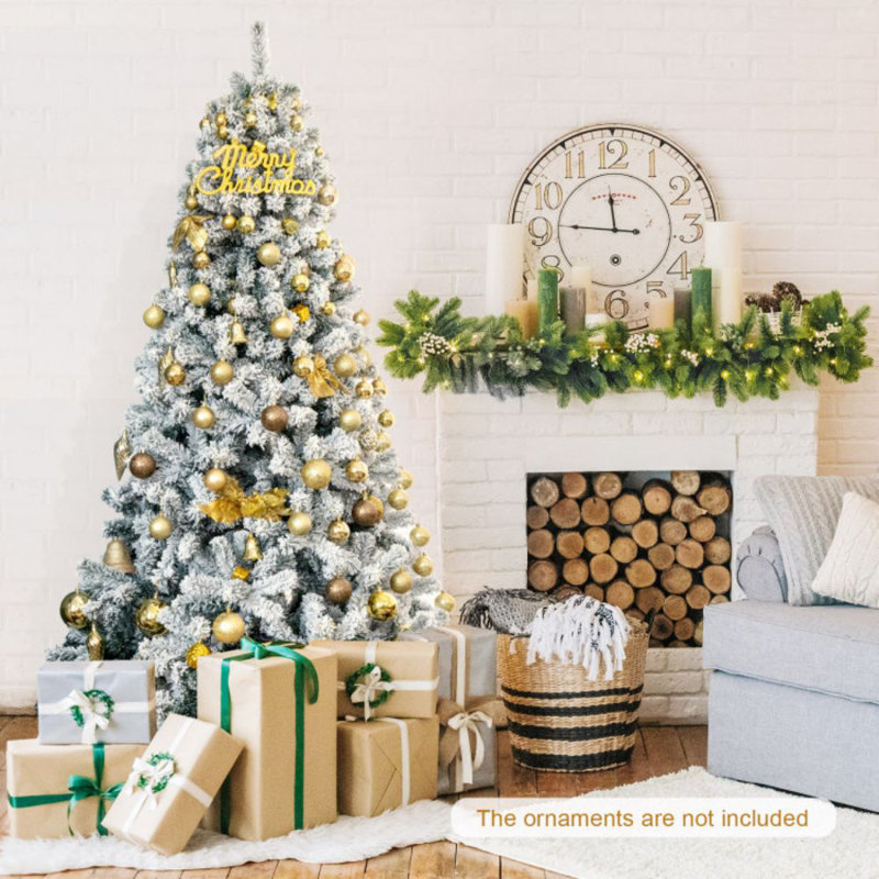 Arbre de Noël articulé enneigé 7,5 pi avec base en métal 7,5 pi